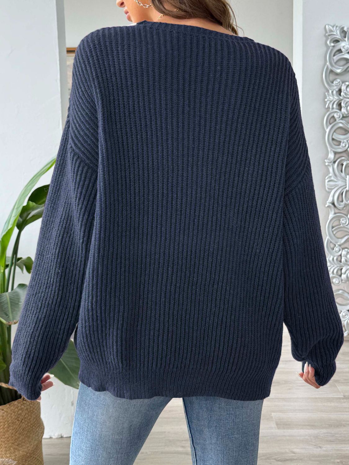 Gone-Sailing Dropped Shoulder Long Sleeve Sweater