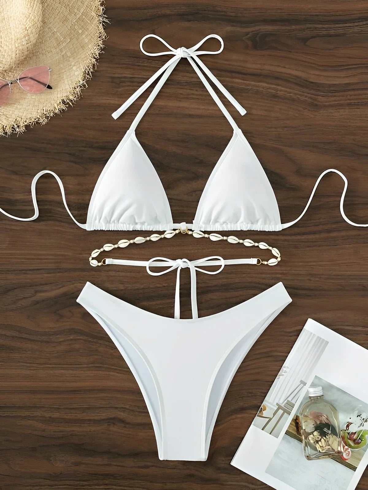 Triangle Bikini Set Seashell Chain