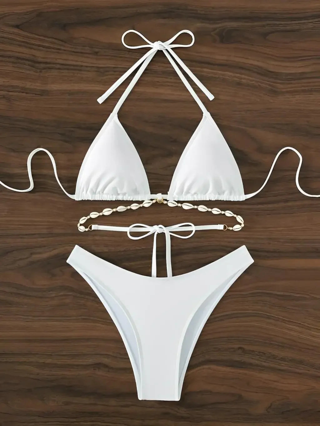 Triangle Bikini Set Seashell Chain