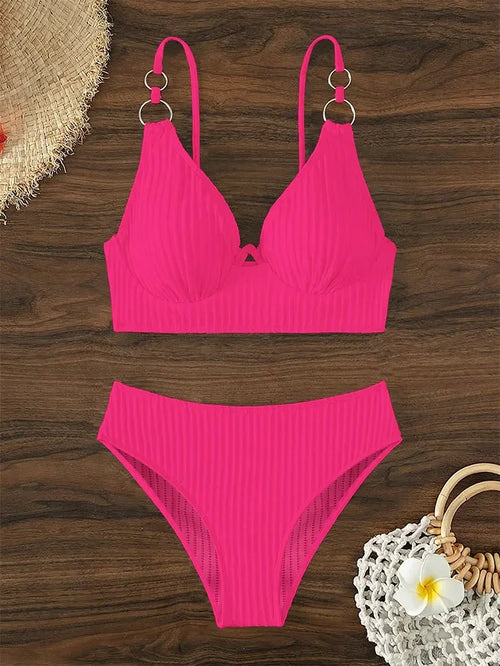 High Waist Swimsuit Push Up Bikini Set