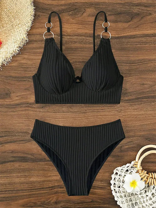 High Waist Swimsuit Push Up Bikini Set