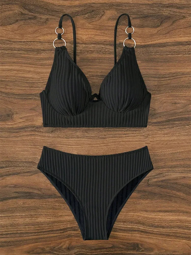 High Waist Swimsuit Push Up Bikini Set