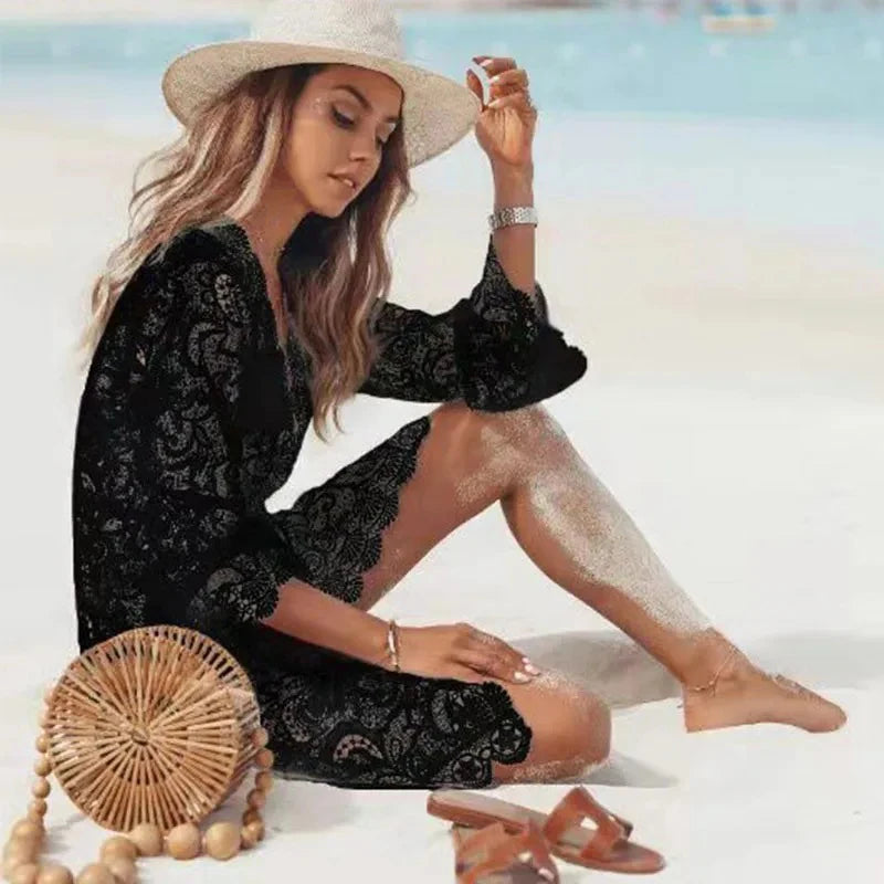 Lace Crochet Hollow Mini Dress