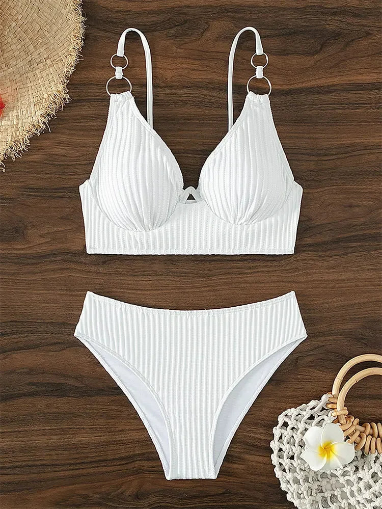 High Waist Swimsuit Push Up Bikini Set